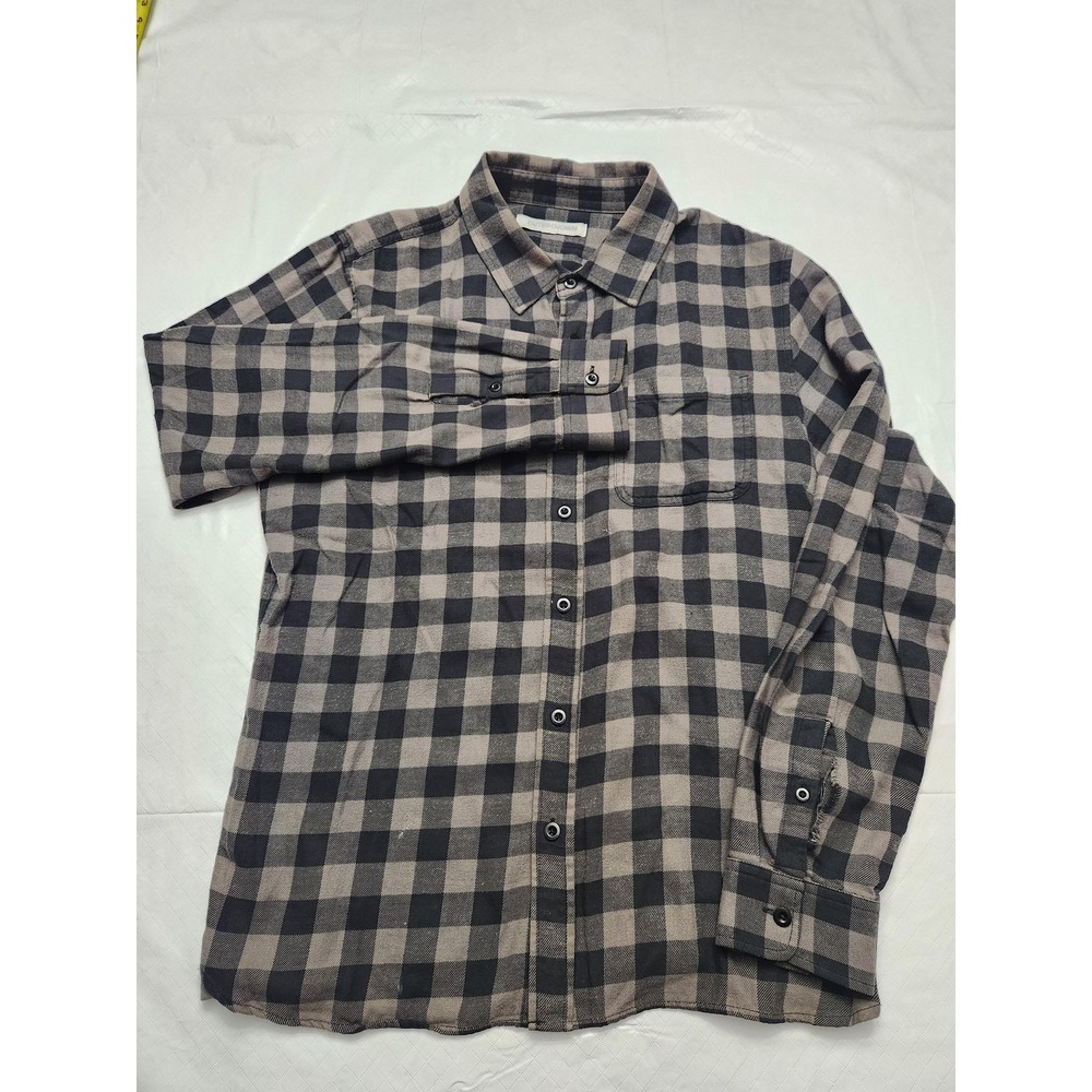 Outerknown Shirt Mens Large Gray Plaid Organic Cotton Flannel Long Sleeve Casual
